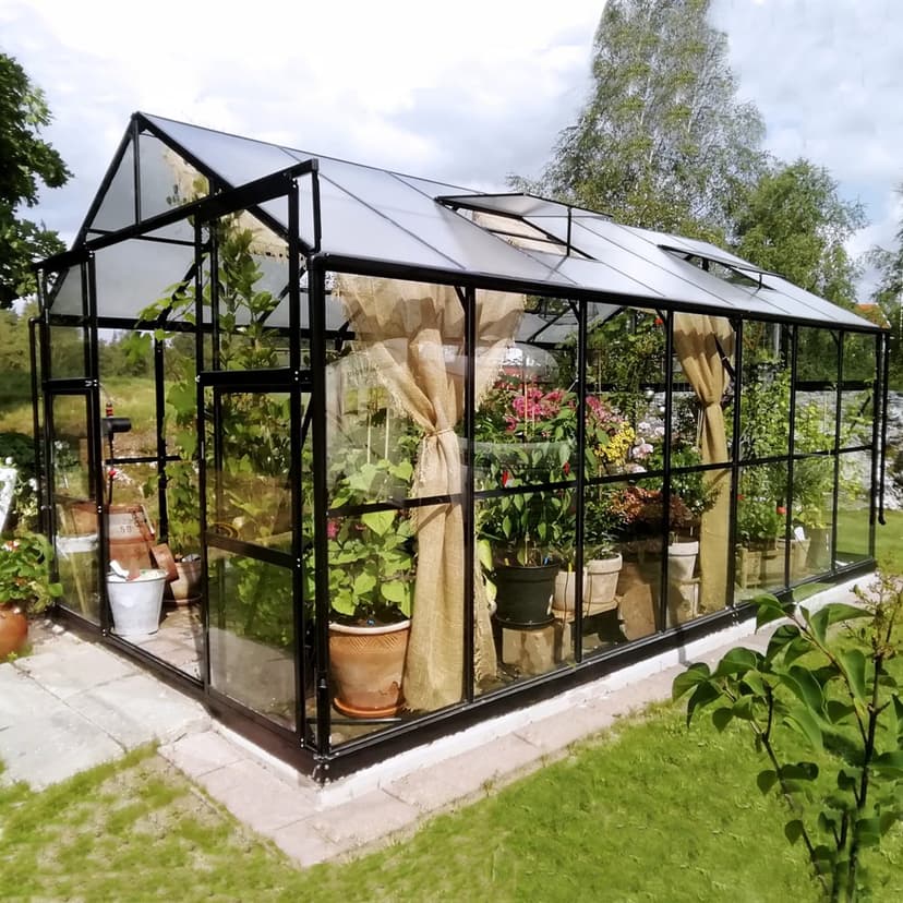 Glasväxthus 11,1m² | 4mm säkerhetsglas | 5 års stormgaranti