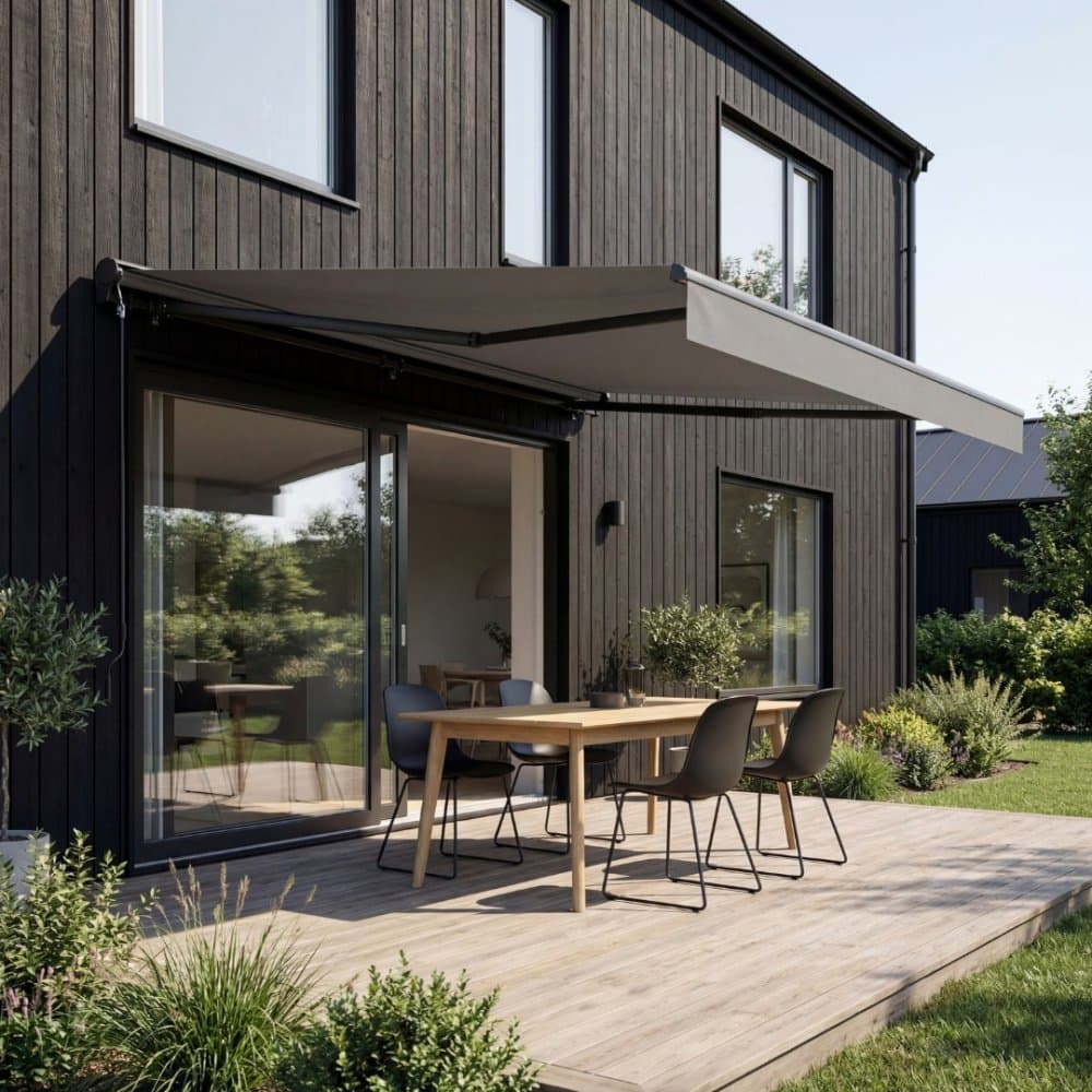 Terrassmarkis Halvkassett 3x2,5 m | Motor & fjärrkontroll | Ljusgrå