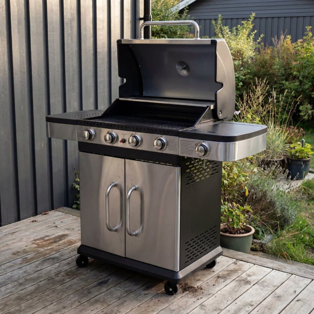 Gasolgrill 14.5 kW | 4 rostfria brännare & 1 sidobrännare | St. Louis
