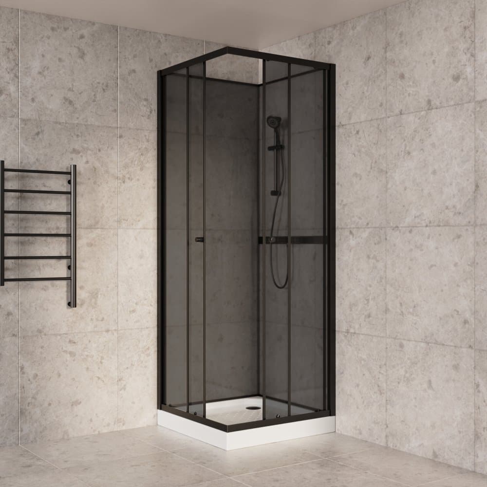 Duschkabin 80x80cm | Aluminium & säkerhetsglas | Svart ram