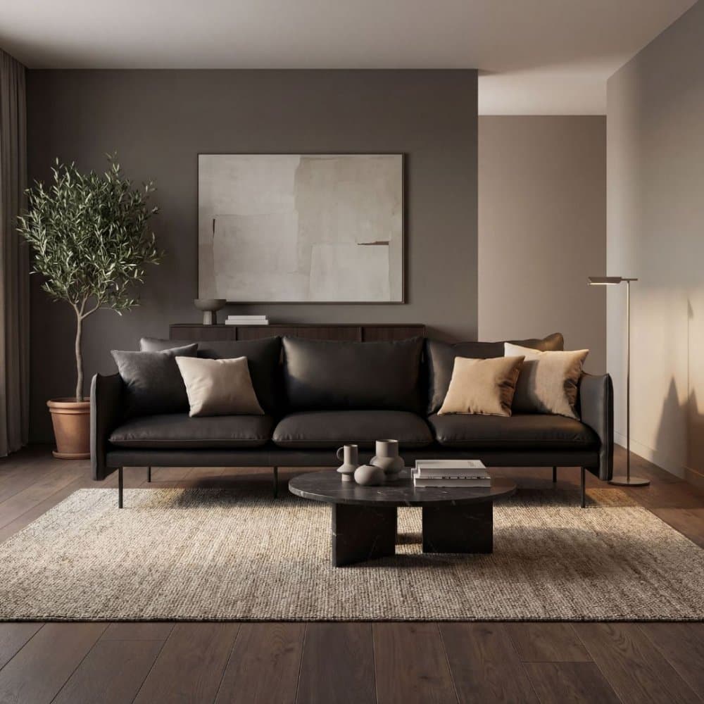 3-sits soffa  Svart microfiber | Modern och bekväm soffa i mattsvart design