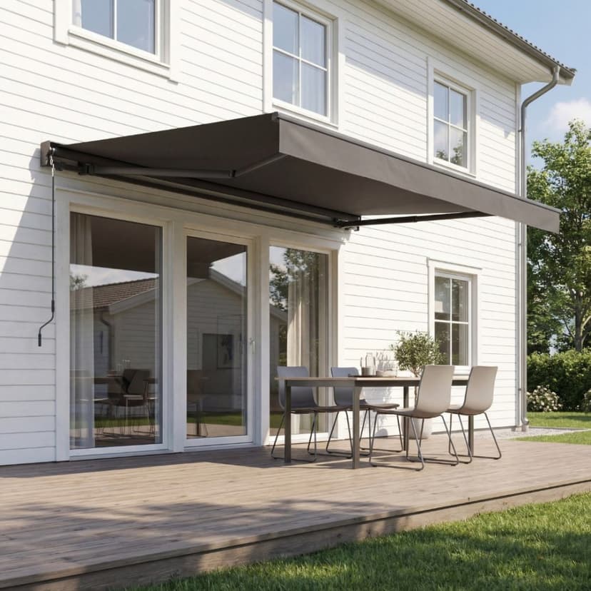 Terrassmarkis 3x2,5 m halvkassett | Motor & fjärrkontroll | Mörkgrå