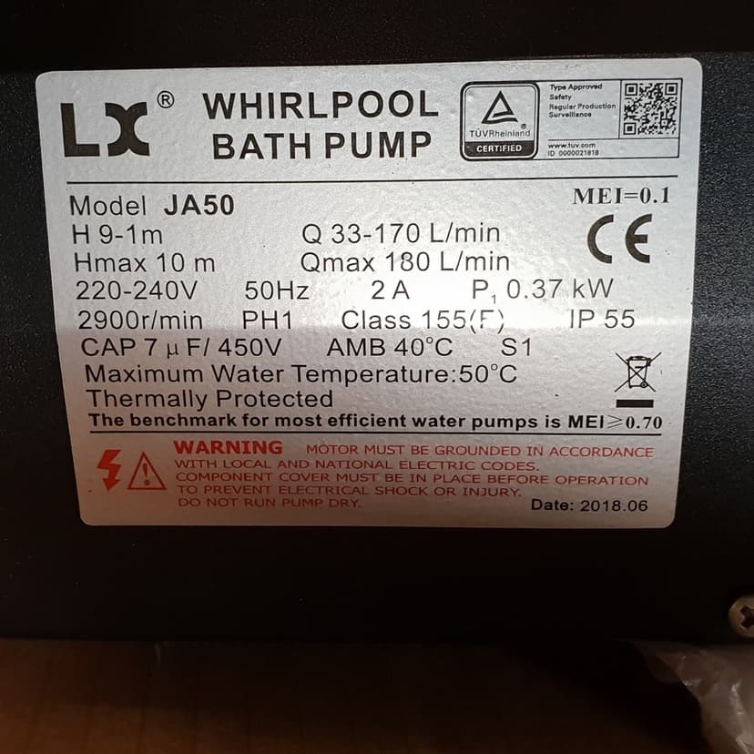Whirlpool LX JA50 pump till spabad