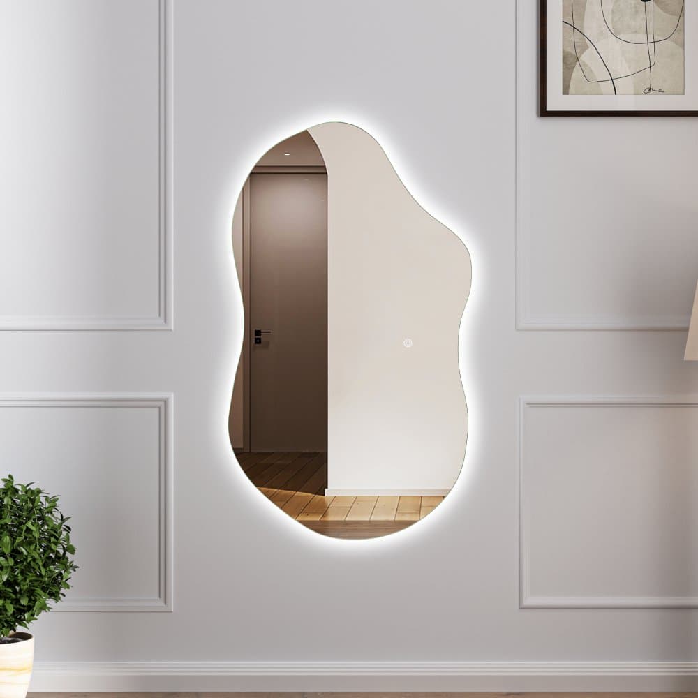 Helkroppsspegel | 120x70cm | Vägghängd | LED-belysning med dimmer | Fiona