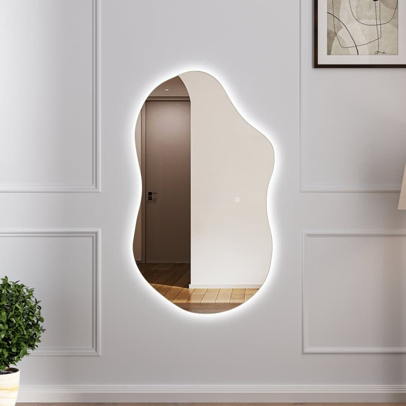 Helkroppsspegel | 120x70cm | Vägghängd | LED-belysning med dimmer | Fiona