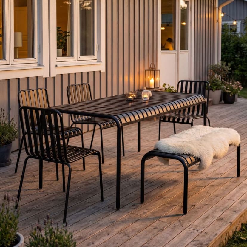 Underhållsfri matgrupp | Utemöbler i galvaniserat stål | Bergvik Svart