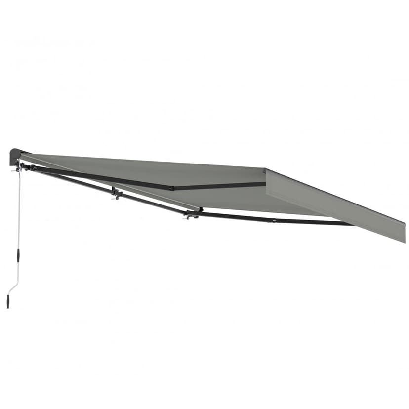 Markis med motor 4x3 m | Halvkassett | Fjärrkontroll | Ljusgrå