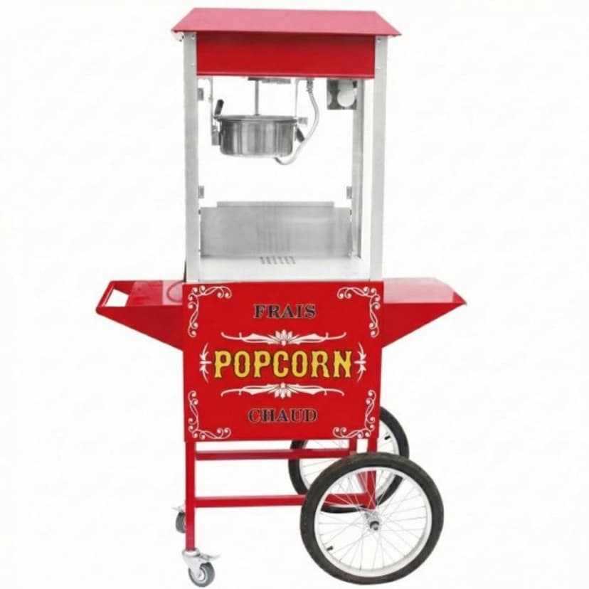 Popcornvagn | 1,44 kW | Klassisk popcornmaskin | Röd