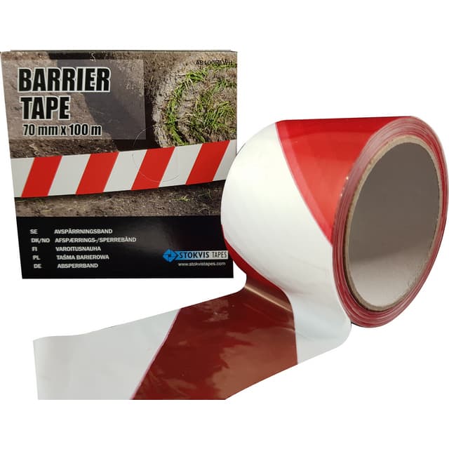 AVSPÄRRNINGSBAND RÖD/VIT 70MM 100M | Beijerbygg Byggmaterial