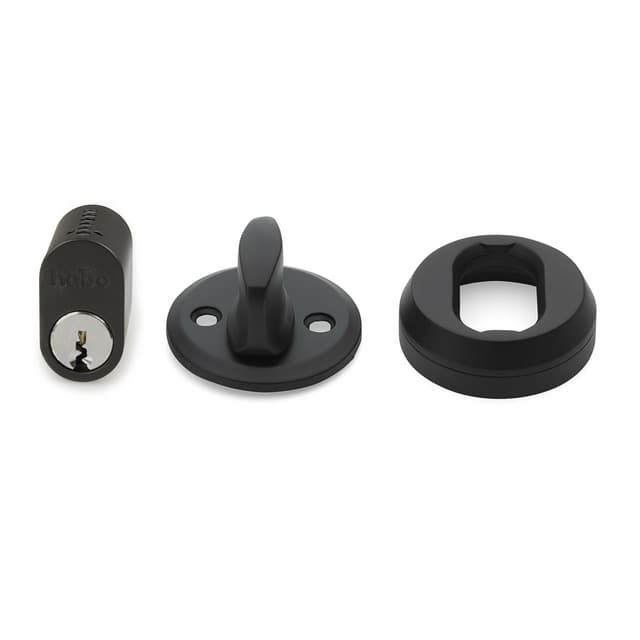 CYLINDERLÅSSATS 42 SVART KOMPL M CYLINDER/VRED/RING | Beijerbygg Byggmaterial