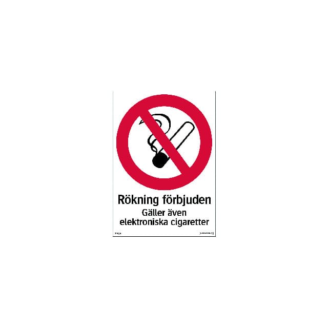 SKYLT RÖKNING FÖRBJ E-CIGG 210X294 | Beijerbygg Byggmaterial