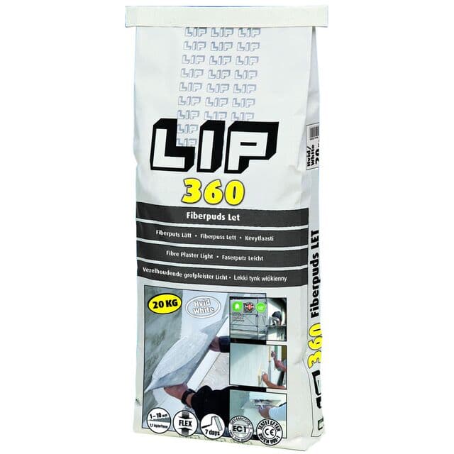 PUTSBRUK LIP 360 FIBERPUTS LÄTT VIT 20KG | Beijerbygg Byggmaterial