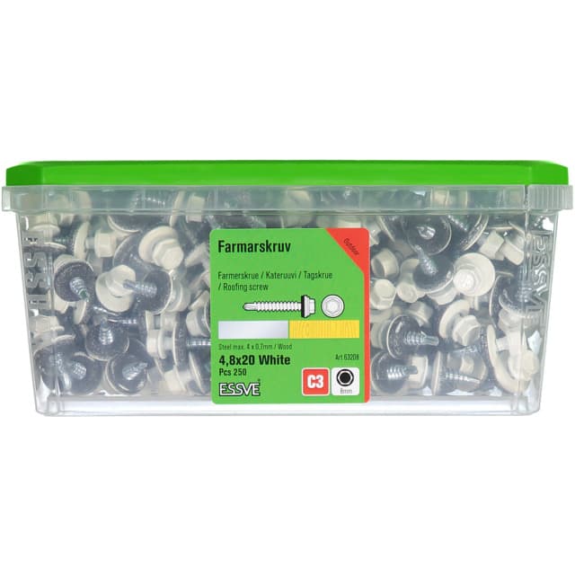 FARMARSKRUV 4,8X20 VIT 250ST                 441302 | Beijerbygg Byggmaterial
