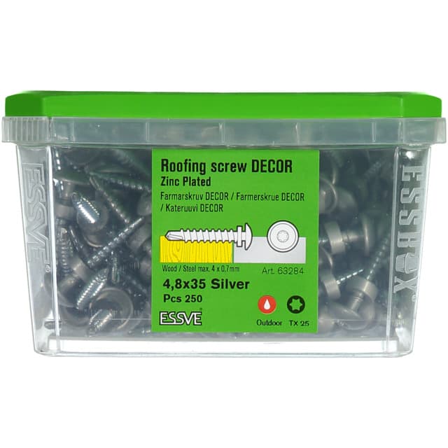 FARMARSKRUV 4,8X35 FZB DECOR TX25 SILVER 250ST | Beijerbygg Byggmaterial