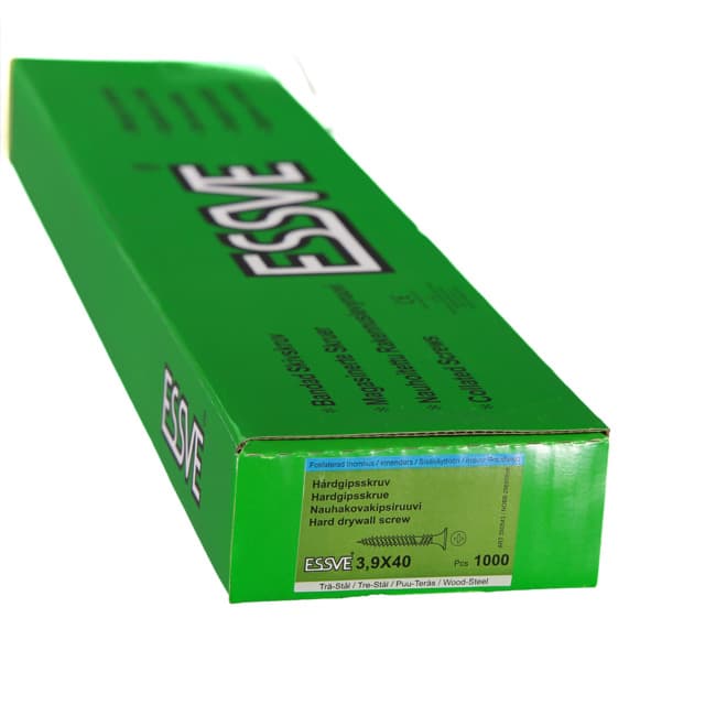 BANDAD HÅRDGIPSSKRUV 3,9X40 1000ST FOSF PH2 2-LAG TRÄ/STÅL | Beijerbygg Byggmaterial