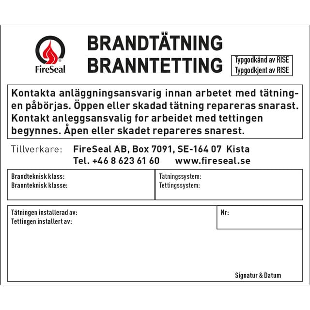 BRANDTÄTNINGSETIKETTER | Beijerbygg Byggmaterial