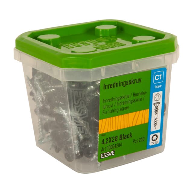 INREDNINGSSKRUV FÖR TRÄ SVART 4,2X28 250ST | Beijerbygg Byggmaterial
