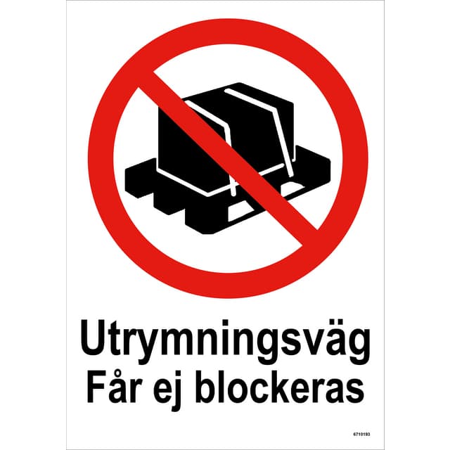 SKYLT UNIGRAPH UTRYMNINGSVÄG FÅR EJ BLOCK PLAST 210X297MM | Beijerbygg Byggmaterial