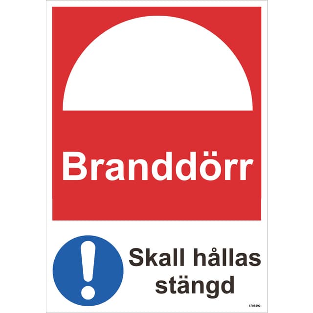SKYLT UNIGRAPH BRANDDÖRR SKA HÅLLAS STÄNGD PLAST 210X297MM | Beijerbygg Byggmaterial
