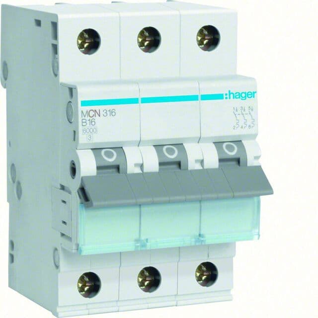 AUTOMAT C 16A 3-P MCN316 HAGER | Beijerbygg Byggmaterial