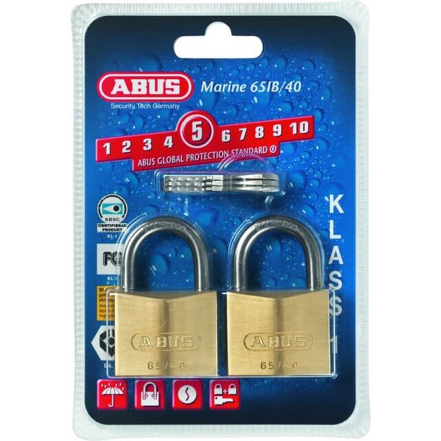 HÄNGLÅS ABUS 65IB/40 MÄSSING KLASS 1 2-PACK | Beijerbygg Byggmaterial