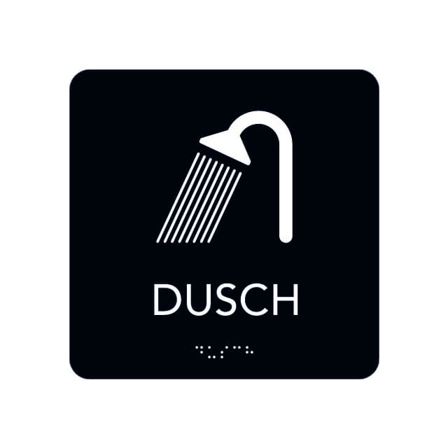 SKYLT UNIGRAPHICS DUSCH TAKTIL SVART 150X150MM | Beijerbygg Byggmaterial