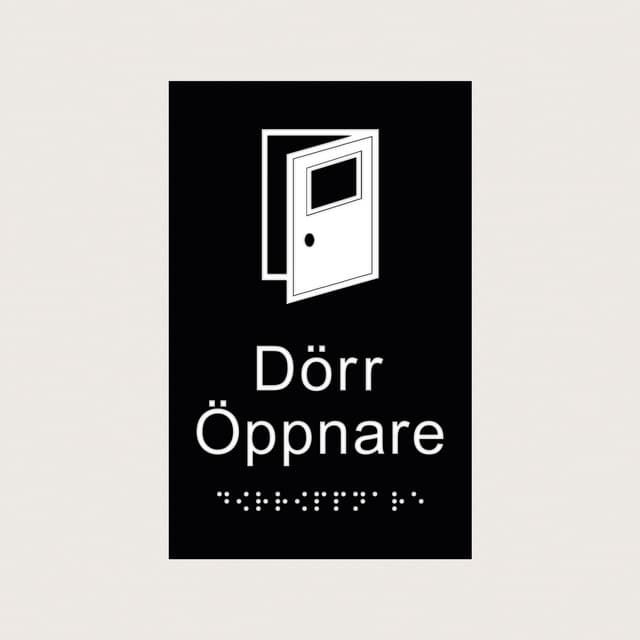 SKYLT UNIGRAPHICS DÖRRÖPPNARE TAKTIL SVART 150X150MM | Beijerbygg Byggmaterial