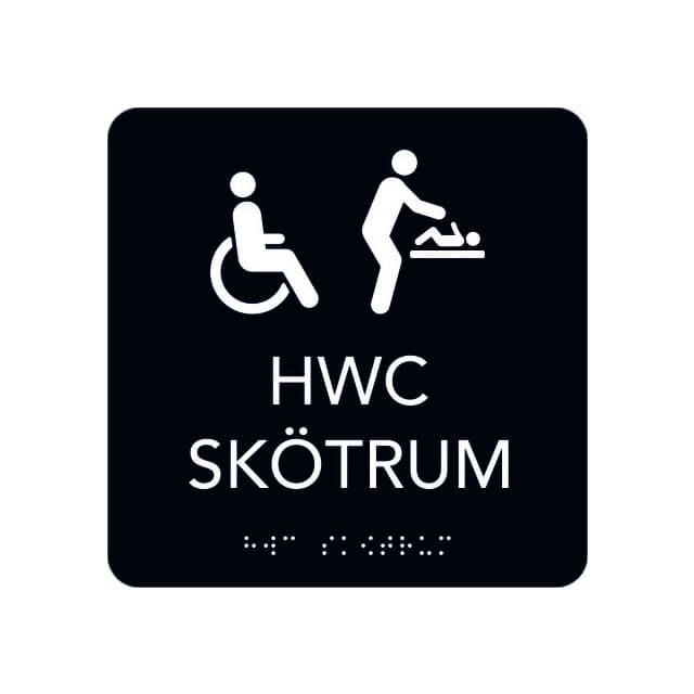 SKYLT UNIGRAPHICS SKÖTRU HANDI TOALETT TAKTIL SV 150X150MM | Beijerbygg Byggmaterial