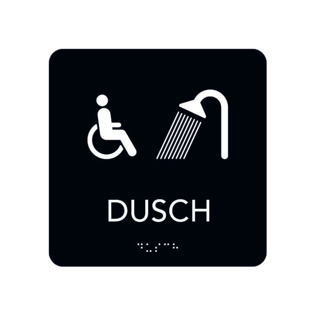 SKYLT UNIGRAPHICS RWC DUSCH TAKTIL SVART 150X150MM | Beijerbygg Byggmaterial