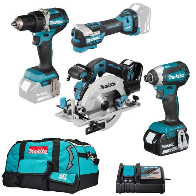 KOMBOKIT DLX4197TX1 MAKITA 18V 4MASKIN 2X5AH DC18RC VÄSKA | Beijerbygg Byggmaterial