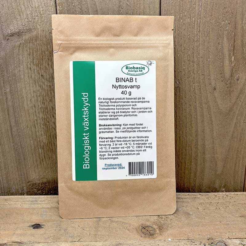 Binab t Nyttosvamp, 40 g, räcker till 10 m2, biologisk produkt, Trichoderma spp., mot svampsjukdomar.