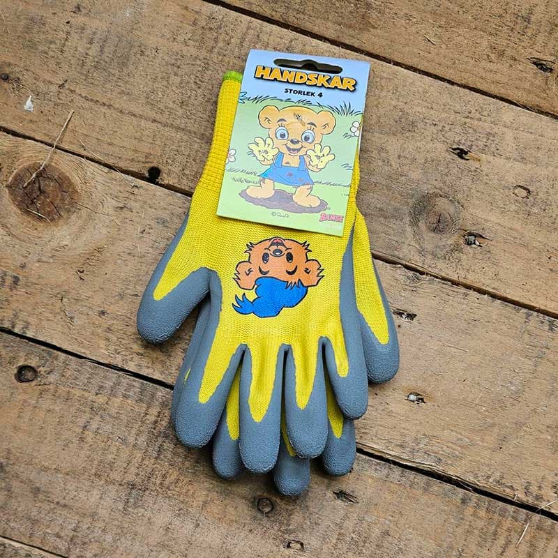 Barnhandske Bamse strl 4, tvättbar barnhandske med Bamsemotiv och bra grepp