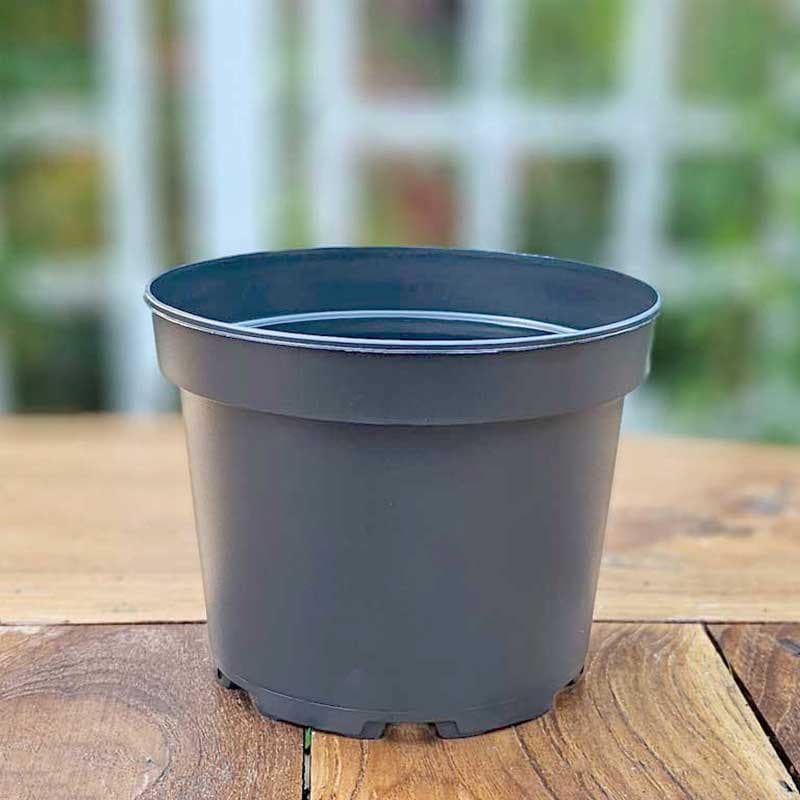 Plastkruka 2 liter, återvunnen plast, 16,5 cm toppdiameter, 13,2 cm höjd, 5-pack, slitstark, god dränering.