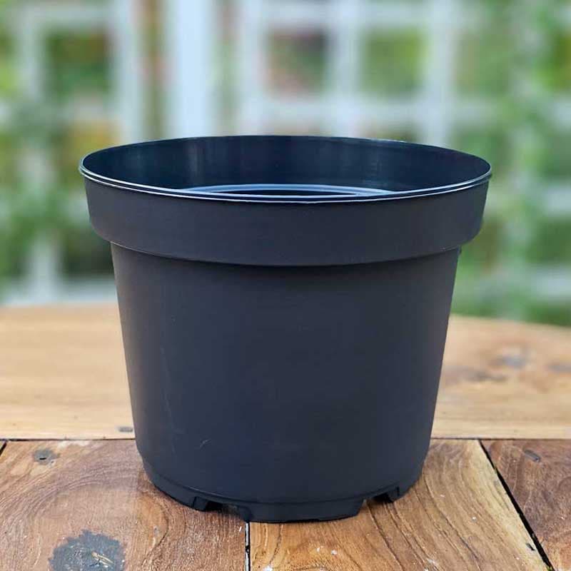 Plastkruka 4 liter, återvunnen plast, 20,5 cm toppdiameter, 16 cm höjd, 3-pack, slitstark, dränering.