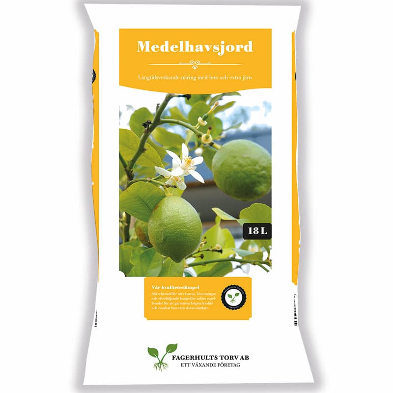 Medelhavsjord 18 L, tung näringsrik jord för citrus oliv lager och andra medelhavsväxter