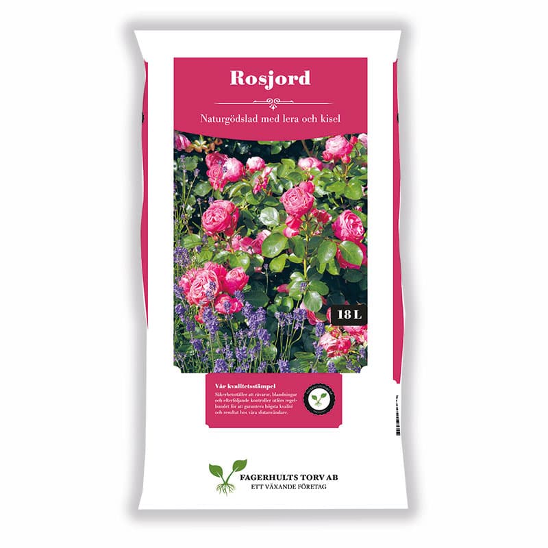 Rosjord 18 L, torv och lera med högt pH och kalk för rosor och klematis