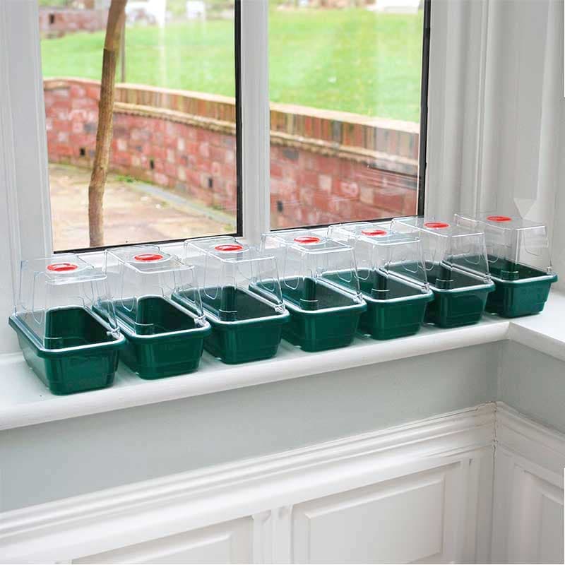 Minidrivhus mini 7-pack, grön, L17xB10xH12,5 cm, stabil, justerbar ventilation, dräneringshål.