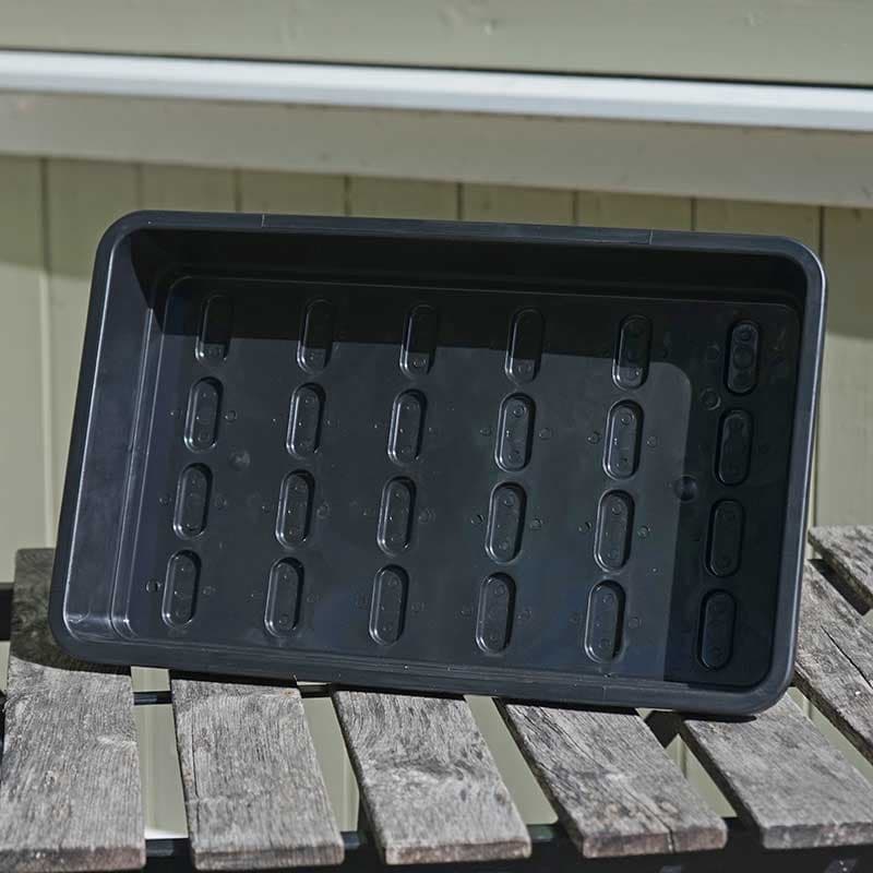 Odlingslåda stor, svart, 37,5x23x6 cm, 4L, 100% återvunnen och återvinningsbar plast, för breddsådd.