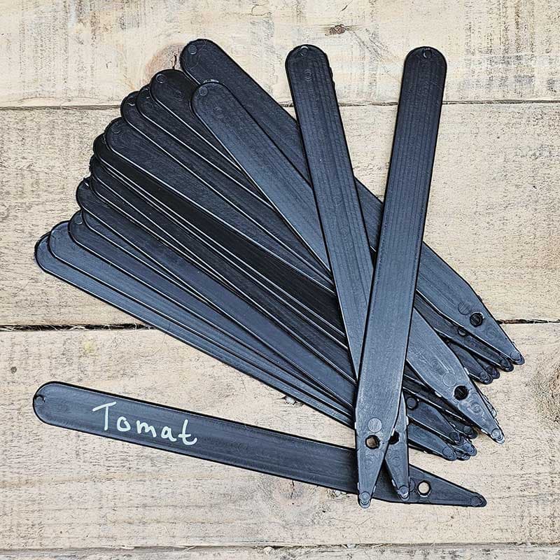 Svarta plantetiketter 20 cm, plast, för frösådder och växter, 20 st, kan tryckas ner eller knytas fast.