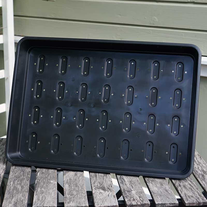 Sålåda XL, svart, L58 x B40,5 x H7 cm, av återvunnen polypropen, 100% återvinningsbar, för 35-150 celler.