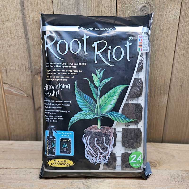 Root Riot - Bricka med 24 kuber, komposterbara pluggar, mikronäringsämnen, för sticklingar och frösådd.