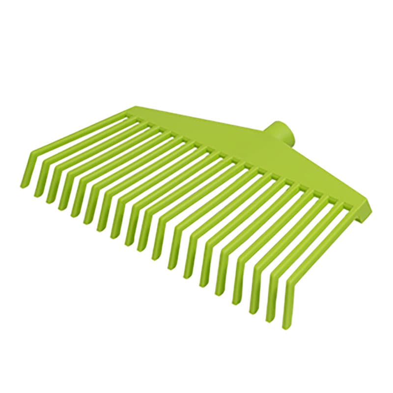 Trädgårdsräfsa ergonomisk lime, 37 cm bred, lätt PP-räfsa  med ergonomisk vinkel