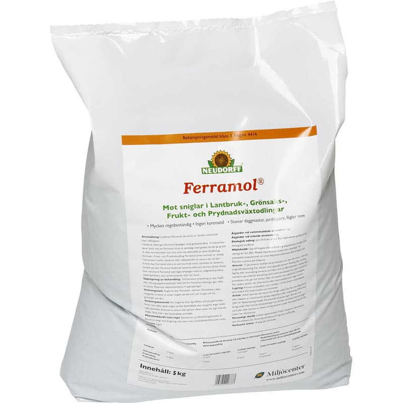Ferramol, 5 kg, naturligt bekämpningsmedel, mot sniglar, strös ut i rabatter, dödar sniglar genom uttorkning.