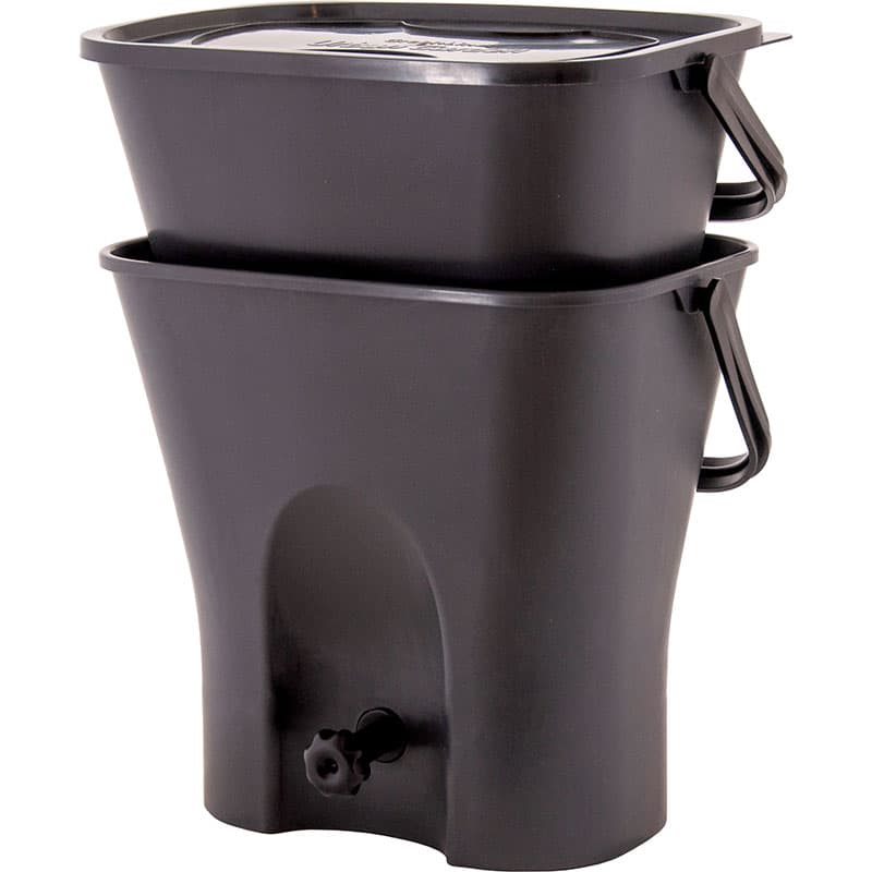 Bokashikompost Urban Garden 2-pack, två 18 l svarta komposter i återvunnen plast