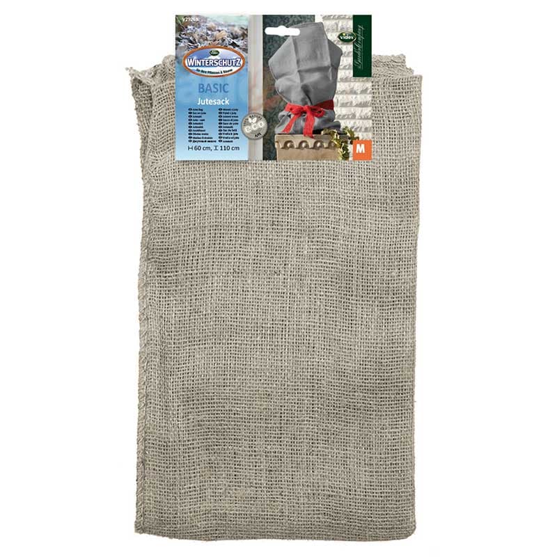 Jutesäck grå 110×60cm, 230g kraftig säck för skydd av buskar och träd vintertid