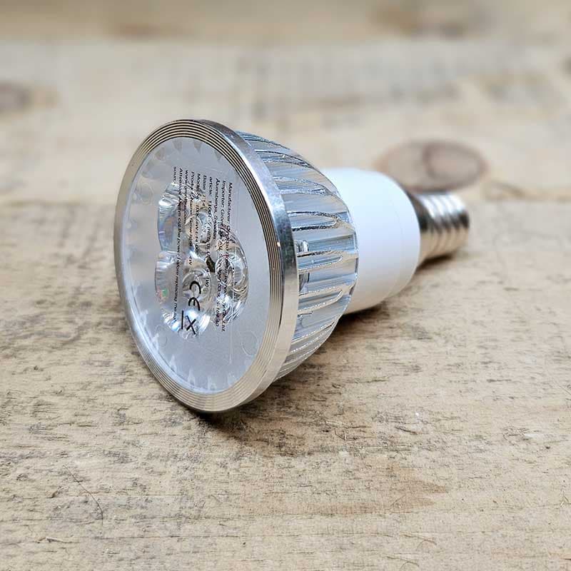 LED-lampa Growspot 4W E14, 4W, E14-sockel, 660nm röd, 460nm blå, ljusvinkel 60°, belysningsyta 0,3-1m².