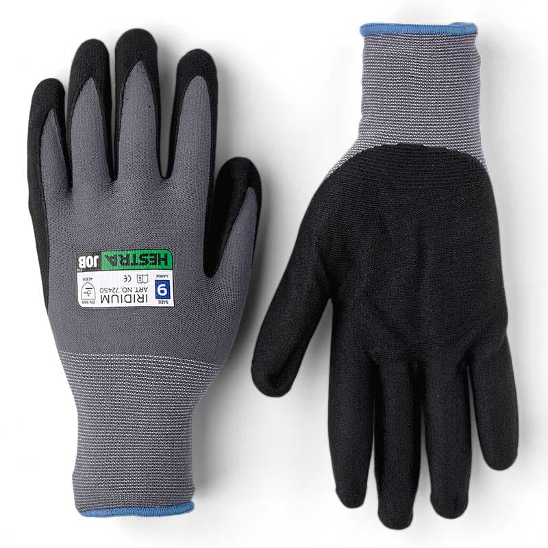 Arbetshandske Iridium stl 9, tunn nitrildoppad handske i nylon med bra passform