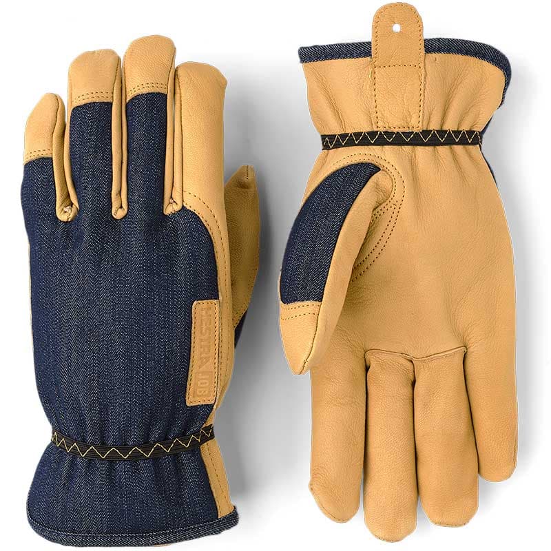 Trädgårdshandske Kobolt Denim stl 6, getskinnhandske med denim och resår