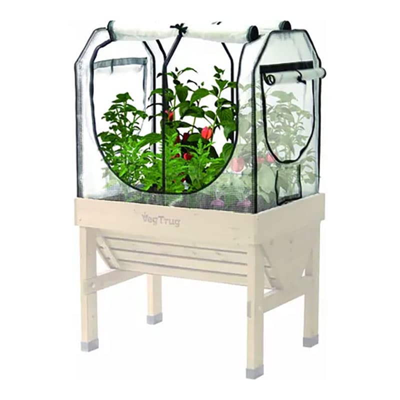 Drivhus för VegTrug Classic Small, skydd för växter med öppningsbara luckor, ventilationsnät