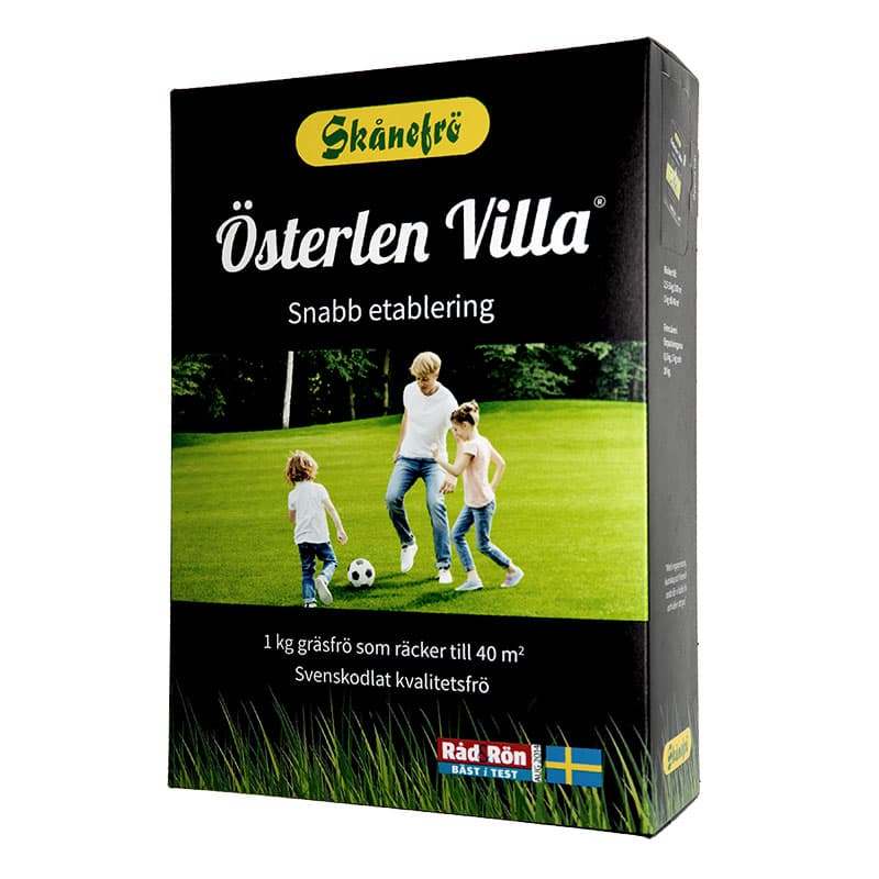 Gräsfrö Österlen Villa, 1 kg - Slitstark gräsmatta, snabb etablering, för lek och robotklippare.